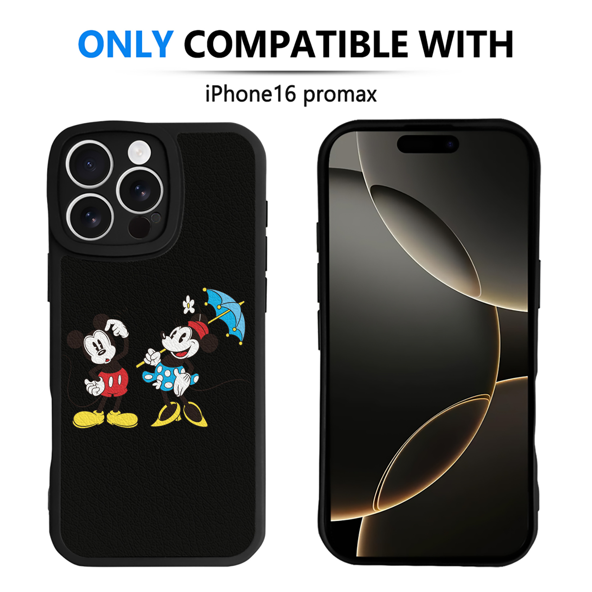 （画像用） ミッキーマウス Mickey Mouse 【iPhone 16シリーズ対応】シリコンスマホケース（レザー調） 材質：シリコン